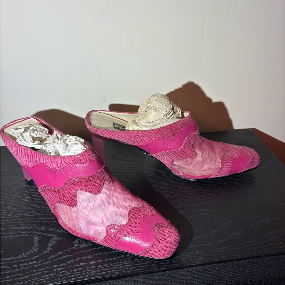 Pink Leather Mules